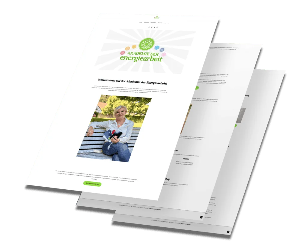 Mockup der von Benny's Grafikstudio erstellten Website für die Akademie der Energiearbeit, entwickelt von Ihrer Webdesign Agentur in der Ortenau.