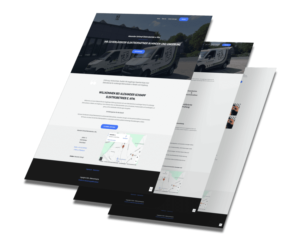 Mockup der von Benny's Grafikstudio erstellten Website für Alexander Schimpf Elektrobetrieb, entwickelt von Ihrer Webdesign Agentur in der Ortenau.