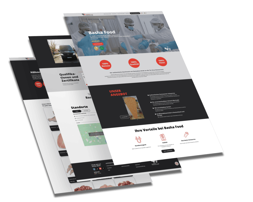 Mockup der von Benny's Grafikstudio erstellten Website für die Basha Food GmbH, entwickelt von Ihrer Webdesign Agentur in der Ortenau.
