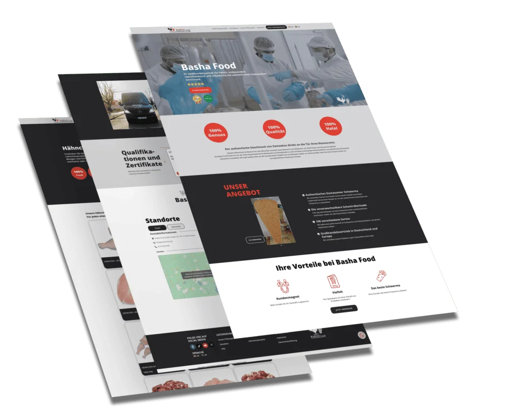 Mockup der von Benny's Grafikstudio erstellten Website für die Basha Food GmbH, entwickelt von Ihrer Webdesign Agentur in der Ortenau.