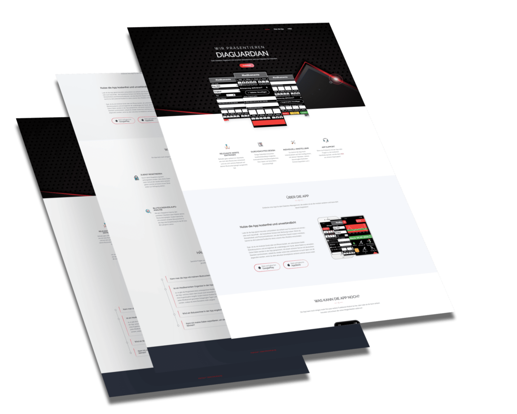 Mockup der von Benny's Grafikstudio erstellten Website für DIAGUARDIAN, entwickelt von Ihrer Webdesign Agentur in der Ortenau.