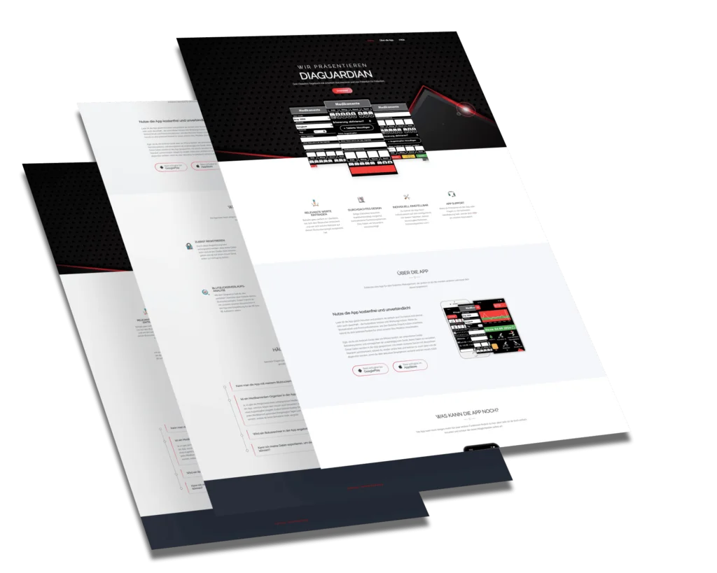 Mockup der von Benny's Grafikstudio erstellten Website für DIAGUARDIAN, entwickelt von Ihrer Webdesign Agentur in der Ortenau.