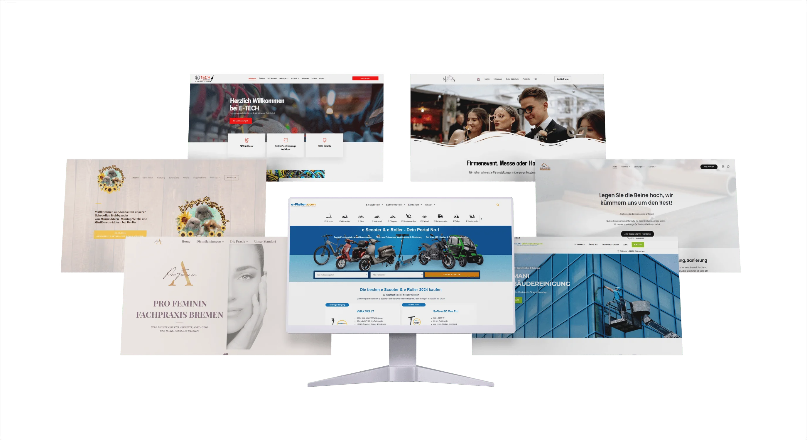 Design Agentur Ortenau | Benny´s Grafikstudio - Mockup verschiedener Websites, die wir bei Benny´s Grafikstudio erstellt haben.