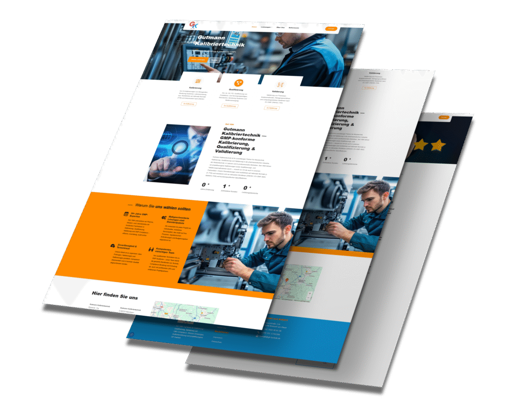 Mockup der von Benny's Grafikstudio erstellten Website für Gutmann Kalibriertechnik, entwickelt von Ihrer Webdesign Agentur in der Ortenau.
