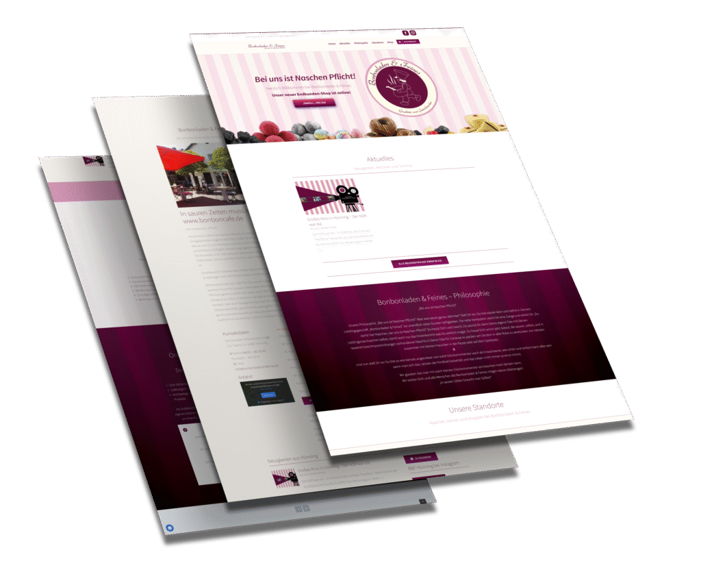 Mockup des von Benny's Grafikstudio erstellten Onlineshops für Bonbonladen & Feines, entwickelt von Ihrer Onlineshop Agentur in der Ortenau.