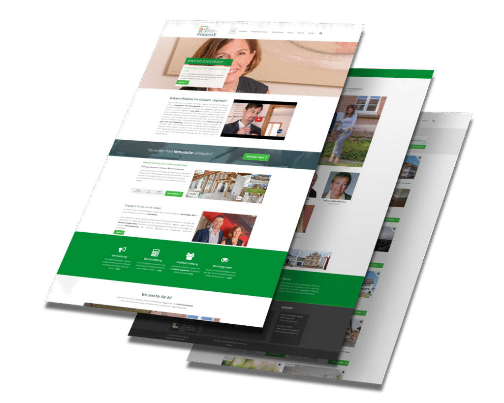 Mockup der von Benny's Grafikstudio erstellten Website für PhoeniX Immobilien Agentur, entwickelt von Ihrer Webdesign Agentur in der Ortenau.