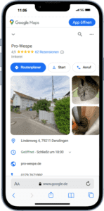 Mockup des von Benny's Grafikstudio erstelltem Google Unternehmensprofil für Pro Wespe, entwickelt von Ihrer Google Agentur in der Ortenau.
