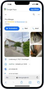 Mockup des von Benny's Grafikstudio erstelltem Google Unternehmensprofil für Pro Wespe, entwickelt von Ihrer Google Agentur in der Ortenau.