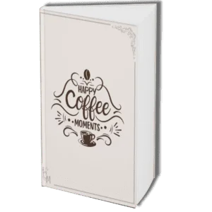 Mockup der von Benny's Grafikstudio erstellten Speisekarte für Happy Coffee Moments in Frankfurt, entwickelt von Ihrer Grafikdesign Agentur in der Ortenau.