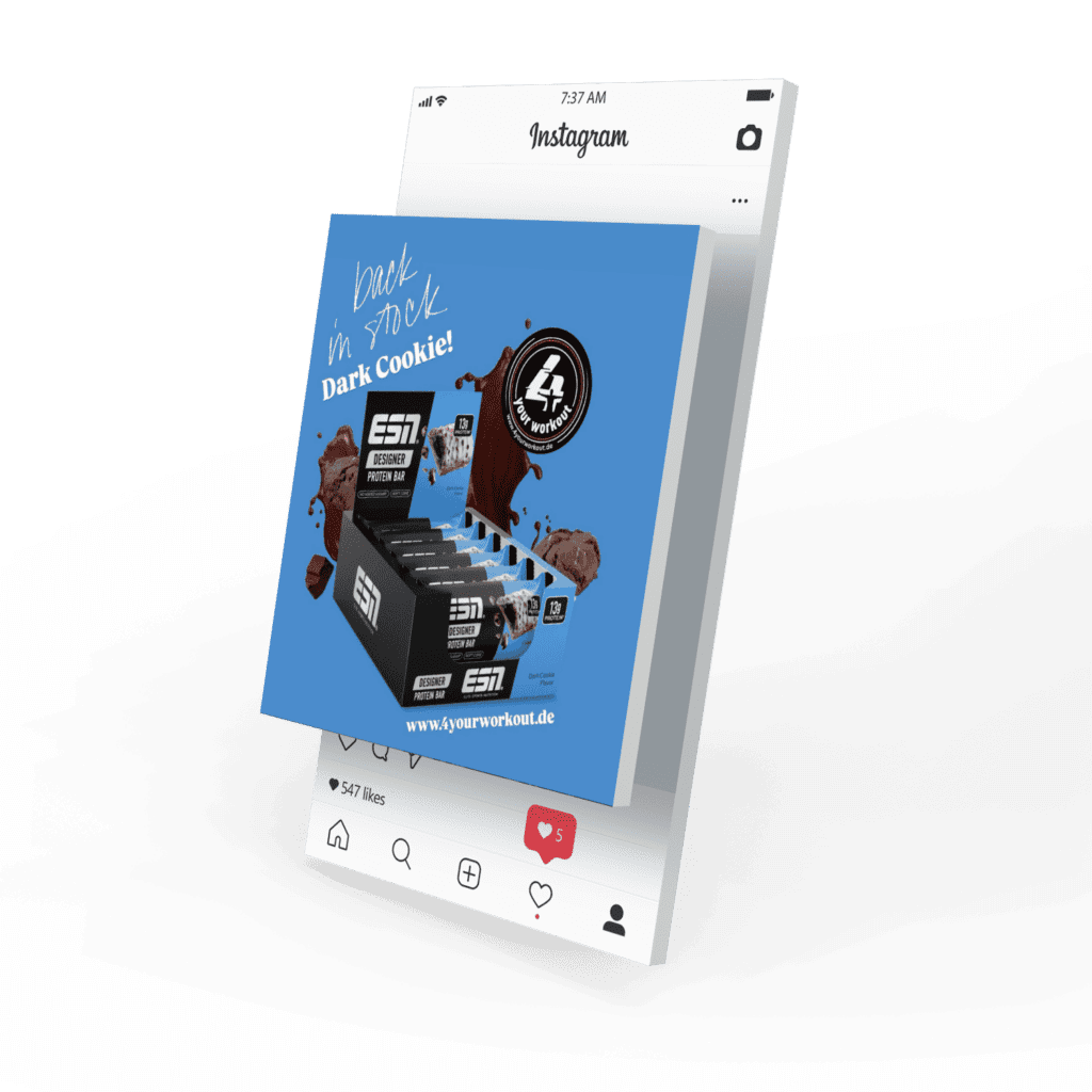 Mockup des von Benny's Grafikstudio erstellten Social Media Post für 4yourWorkout, entwickelt von Ihrer Social Media Agentur in der Ortenau.