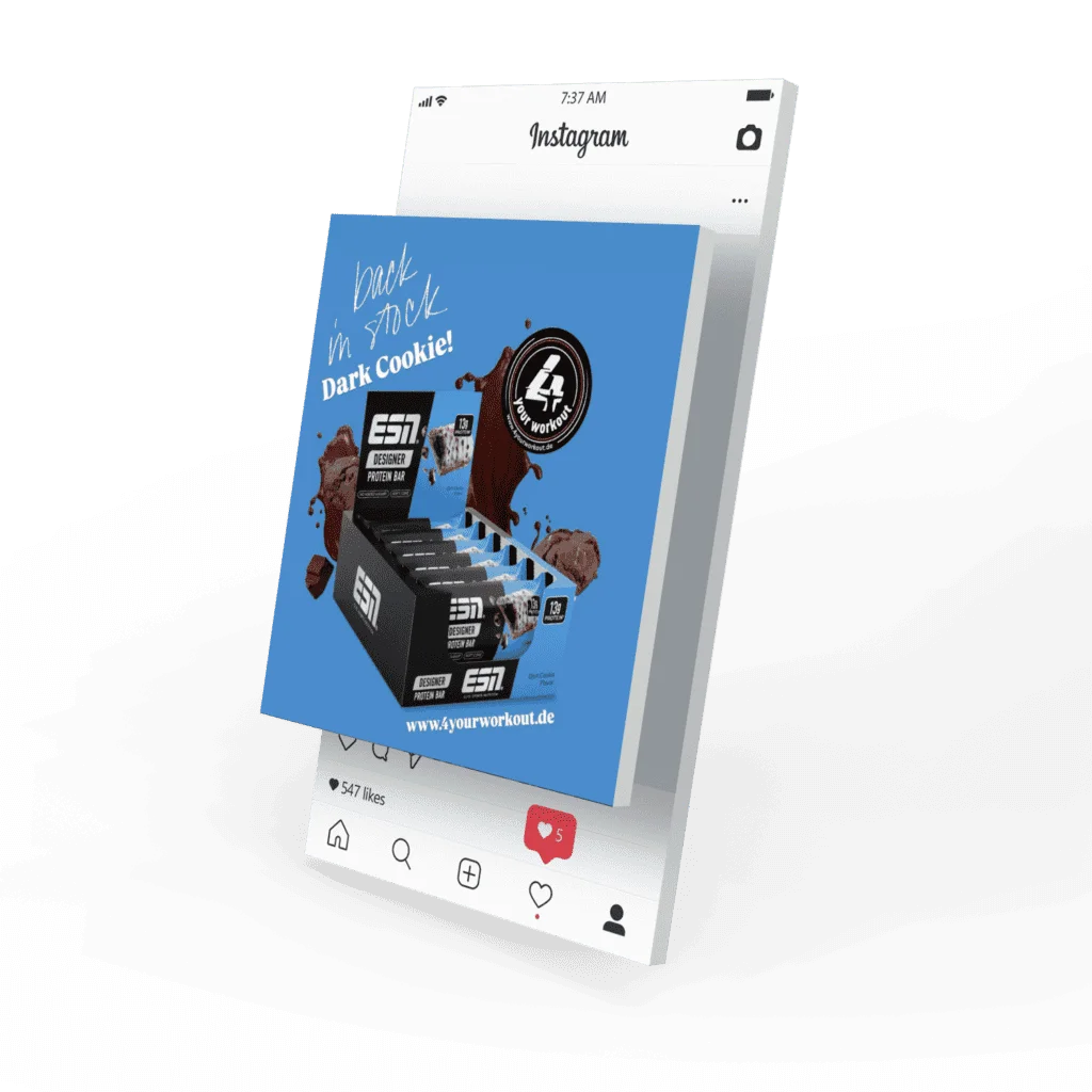 Mockup des von Benny's Grafikstudio erstellten Social Media Post für 4yourWorkout, entwickelt von Ihrer Social Media Agentur in der Ortenau.