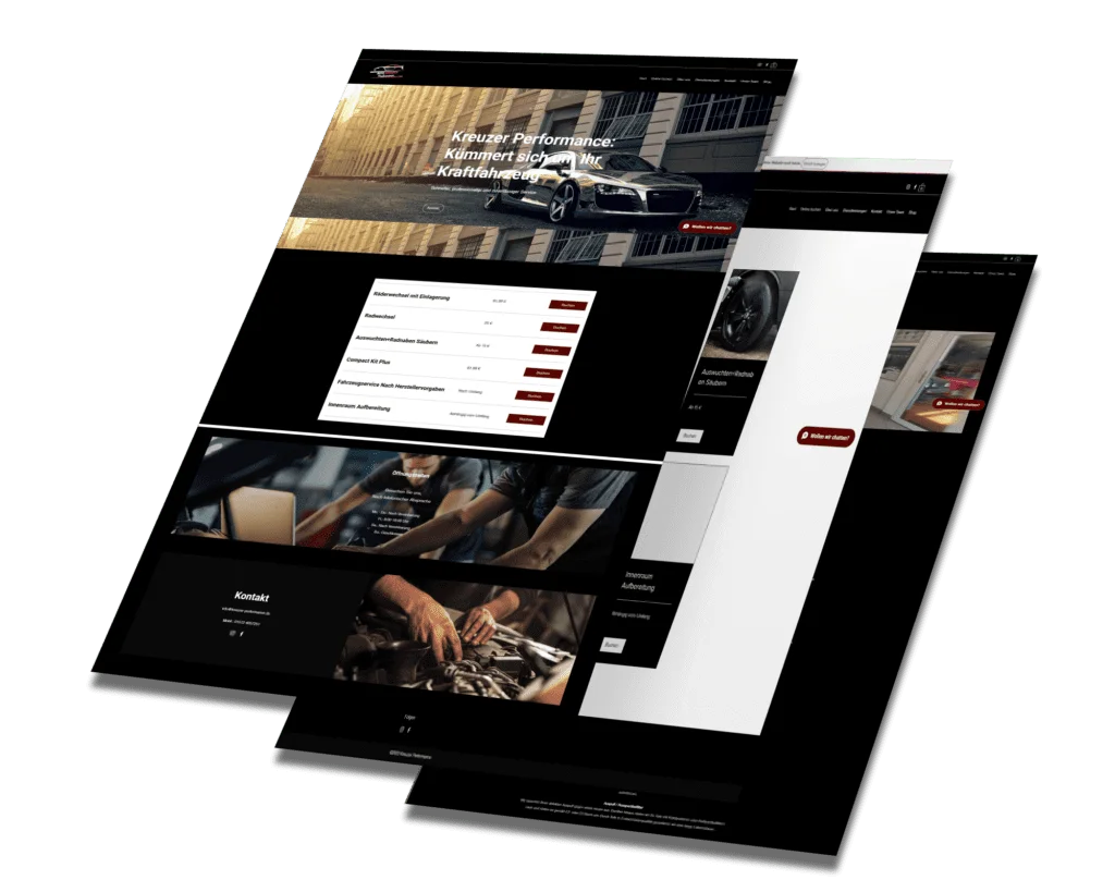 Mockup der von Benny's Grafikstudio erstellten Website für Kreuzer Performance, entwickelt von Ihrer Webdesign Agentur in der Ortenau.