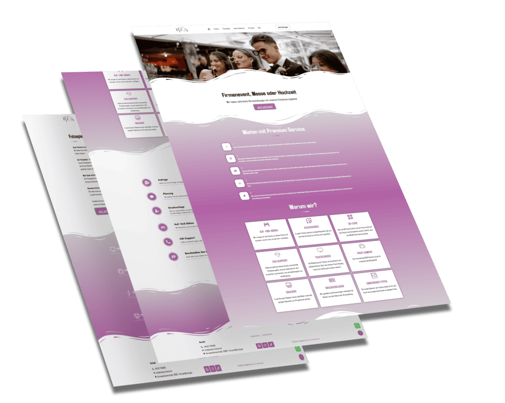 Mockup der von Benny's Grafikstudio erstellten Website für Melody-Fotobox, entwickelt von Ihrer Webdesign Agentur in der Ortenau.