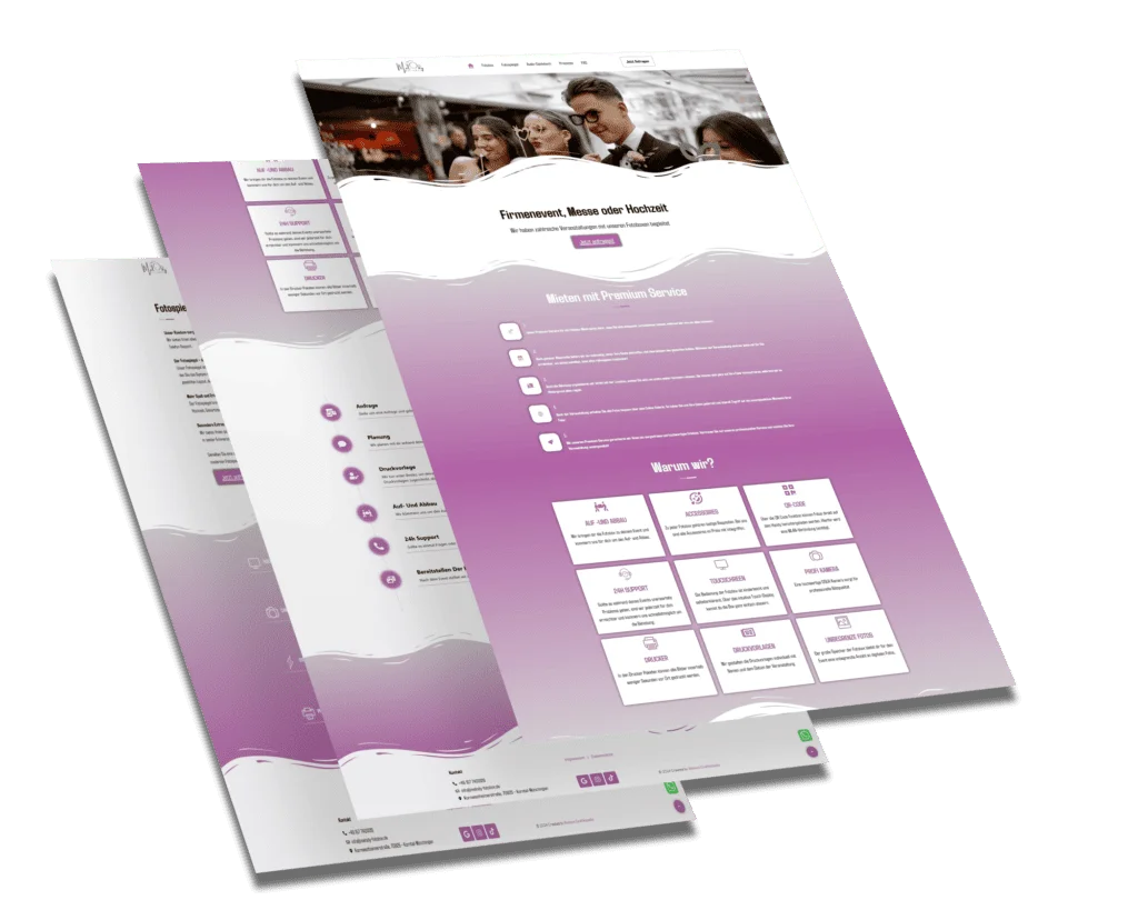 Mockup der von Benny's Grafikstudio erstellten Website für Melody-Fotobox, entwickelt von Ihrer Webdesign Agentur in der Ortenau.