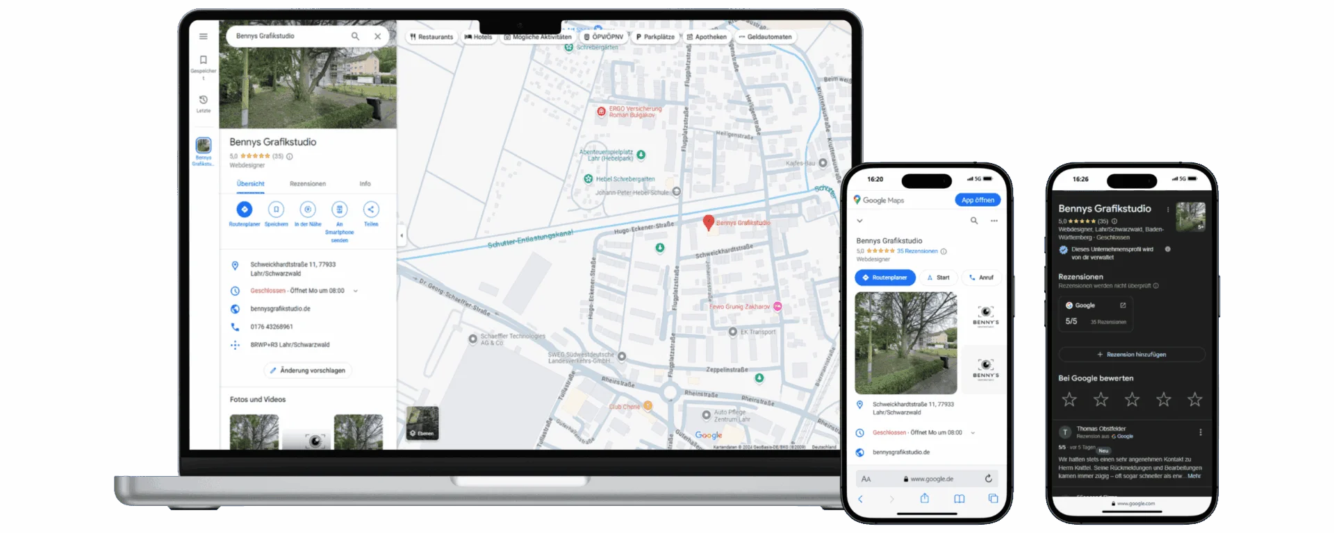 Referenzen unseres Google Services - Benny´s Grafikstudio