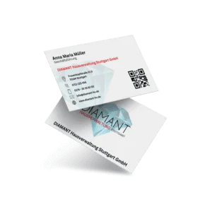 Mockup der von Benny's Grafikstudio erstellten Visitenkarte für Diamant Hausverwaltung Stuttgart, entwickelt von Ihrer Grafikdesign Agentur in der Ortenau.