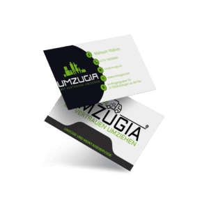 Mockup der von Benny's Grafikstudio erstellten Visitenkarte für Umzugia, entwickelt von Ihrer Grafikdesign Agentur in der Ortenau.