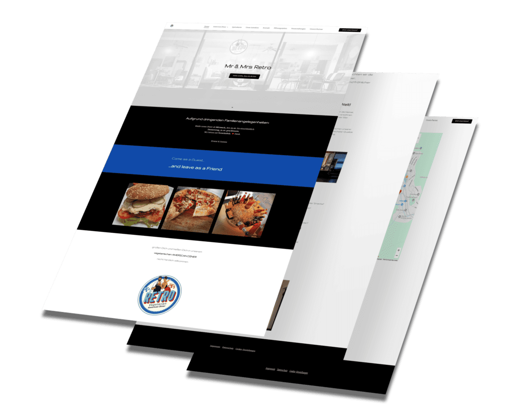 Mockup der von Benny's Grafikstudio erstellten Website für Mr & Mrs Retro, entwickelt von Ihrer Webdesign Agentur in der Ortenau.