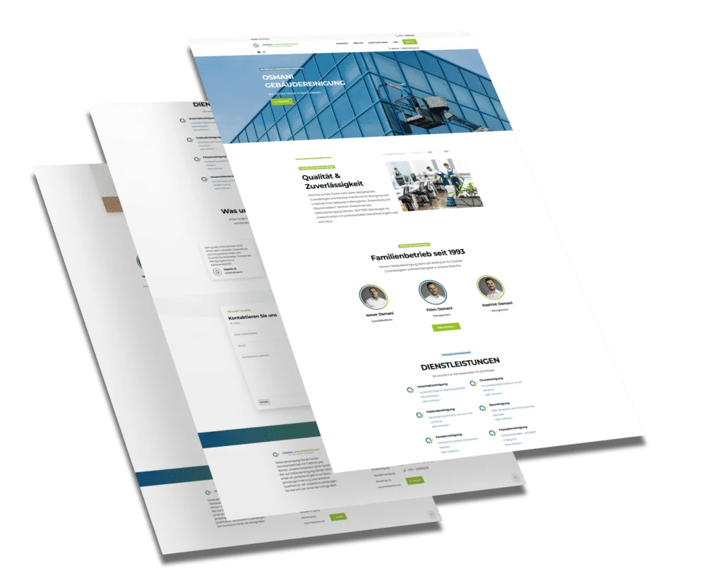 Mockup der von Benny's Grafikstudio erstellten Website für Osmani Gebäudereinigung, entwickelt von Ihrer Webdesign Agentur in der Ortenau.