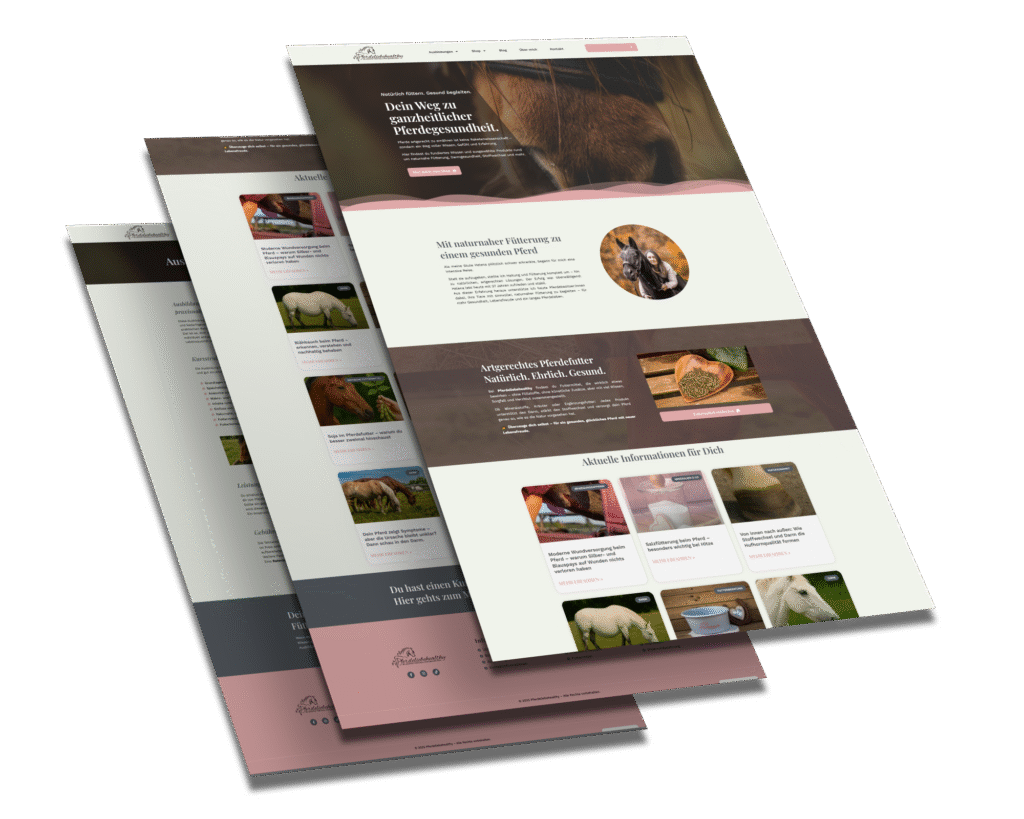 Mockup der von Benny's Grafikstudio erstellten Website für Pferdeliebehealthy, entwickelt von Ihrer Webdesign Agentur in der Ortenau.
