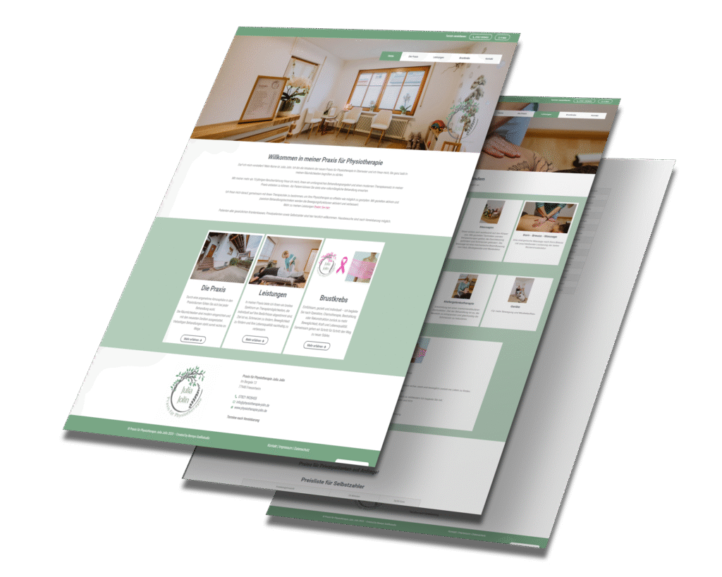 Mockup der von Benny's Grafikstudio erstellten Website für Physiotherapie Jolin, entwickelt von Ihrer Webdesign Agentur in der Ortenau.