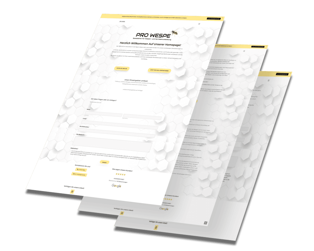 Mockup der von Benny's Grafikstudio erstellten Website für Pro Wespe, entwickelt von Ihrer Webdesign Agentur in der Ortenau.