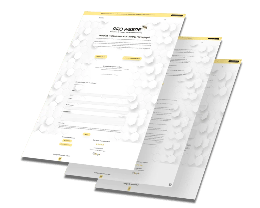 Mockup der von Benny's Grafikstudio erstellten Website für Pro Wespe, entwickelt von Ihrer Webdesign Agentur in der Ortenau.