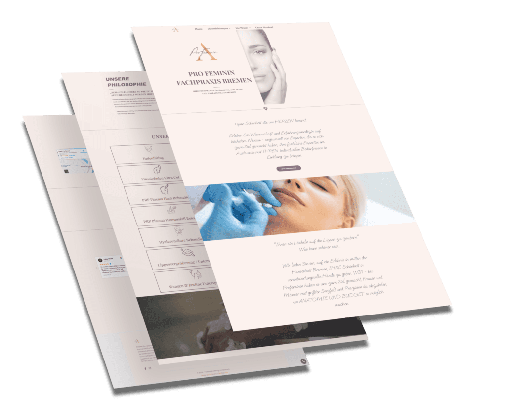 Mockup der von Benny's Grafikstudio erstellten Website für Pro Feminin Bremen, entwickelt von Ihrer Webdesign Agentur in der Ortenau.