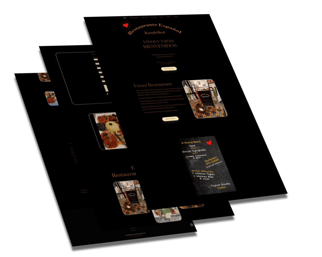 Mockup der von Benny's Grafikstudio erstellten Website für Restaurante Espanol, entwickelt von Ihrer Webdesign Agentur in der Ortenau.