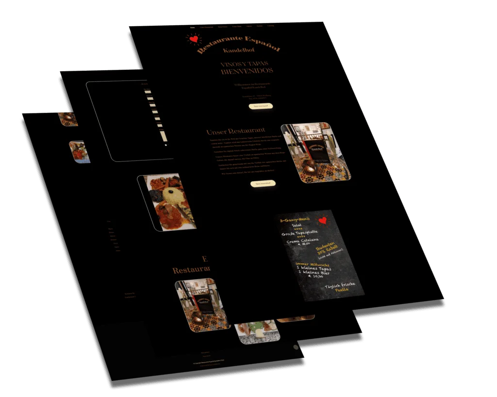 Mockup der von Benny's Grafikstudio erstellten Website für Restaurante Espanol, entwickelt von Ihrer Webdesign Agentur in der Ortenau.
