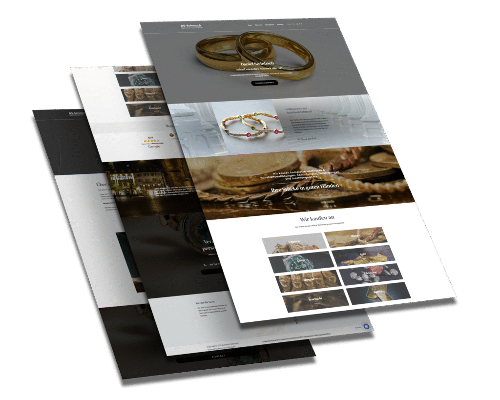 Mockup der von Benny's Grafikstudio erstellten Website für Steinbach Schmuck, entwickelt von Ihrer Webdesign Agentur in der Ortenau.