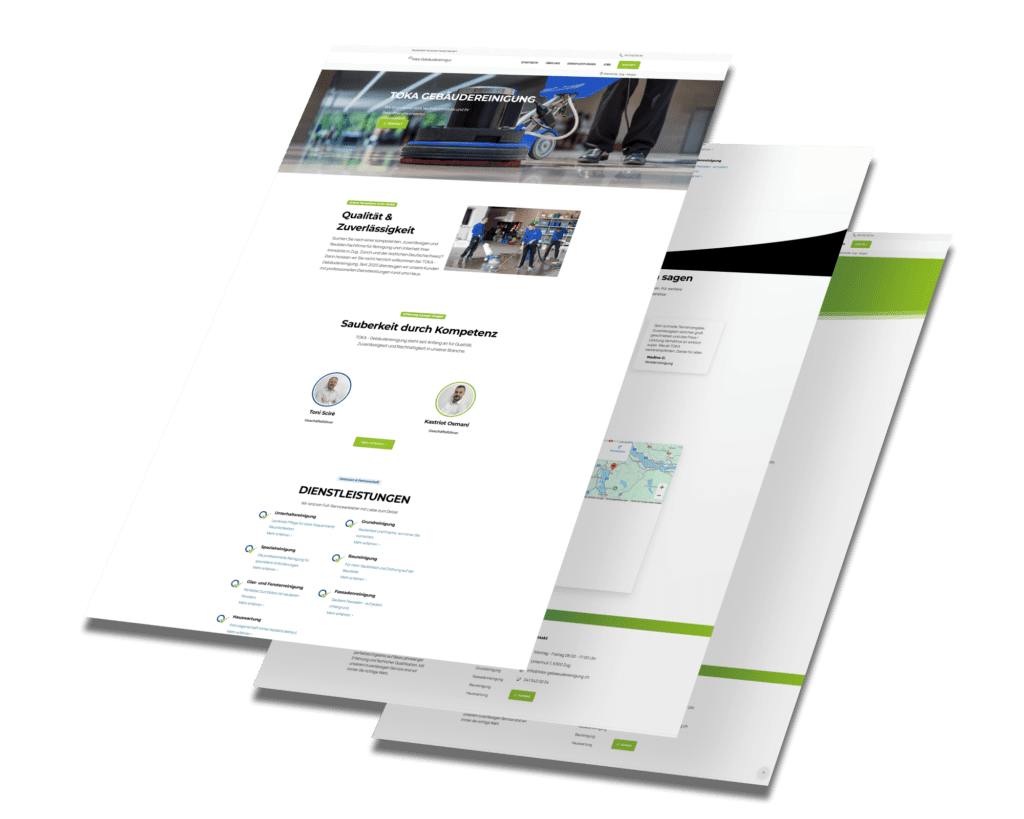 Mockup der von Benny's Grafikstudio erstellten Website für Toka Gebäudereinigung, entwickelt von Ihrer Webdesign Agentur in der Ortenau.