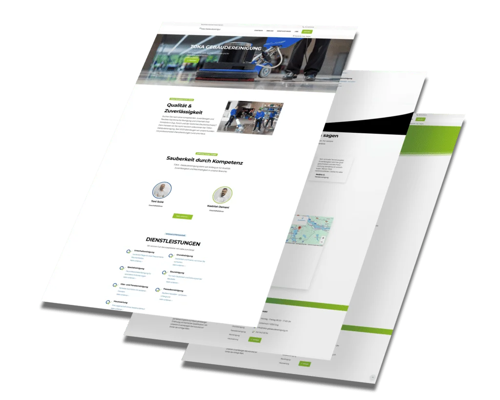 Mockup der von Benny's Grafikstudio erstellten Website für Toka Gebäudereinigung, entwickelt von Ihrer Webdesign Agentur in der Ortenau.
