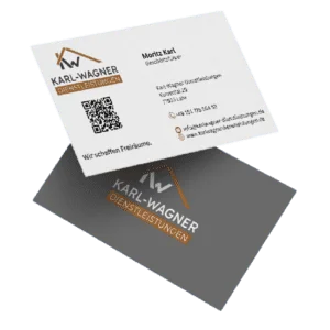 Mockup des von Benny's Grafikstudio erstellten Visitenkarte für Karl Wagner Dienstleistungen, entwickelt von Ihrer Grafikdesign Agentur in der Ortenau.