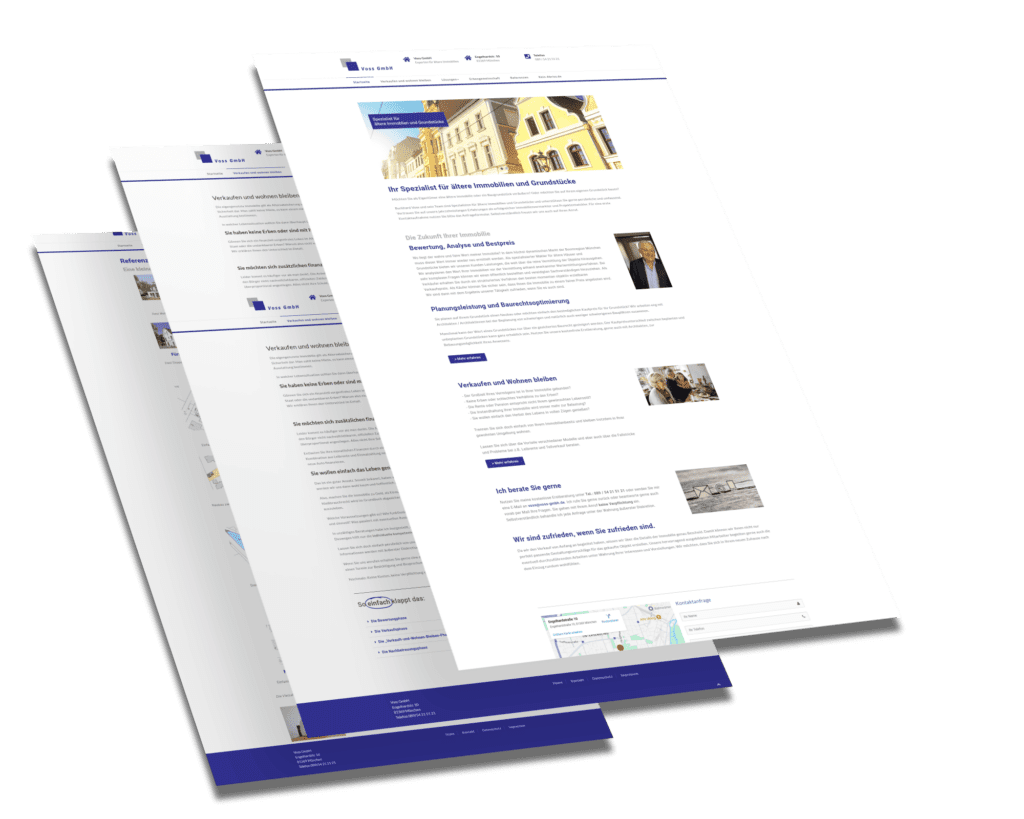 Mockup der von Benny's Grafikstudio erstellten Website für die Voss GmbH, entwickelt von Ihrer Webdesign Agentur in der Ortenau.