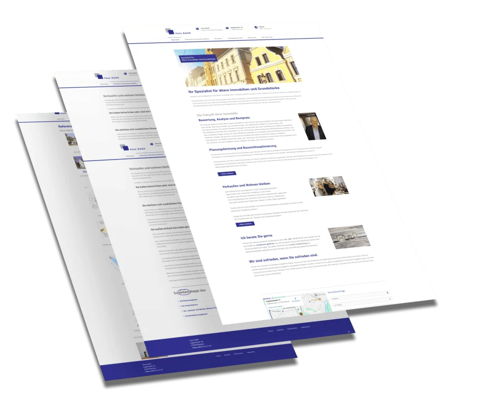 Mockup der von Benny's Grafikstudio erstellten Website für die Voss GmbH, entwickelt von Ihrer Webdesign Agentur in der Ortenau.