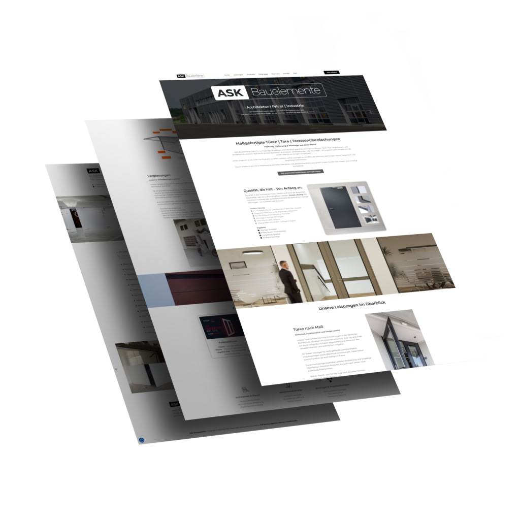 Mockup der von Benny's Grafikstudio erstellten Website für ASK Bauelemente, entwickelt von Ihrer Webdesign Agentur in der Ortenau.