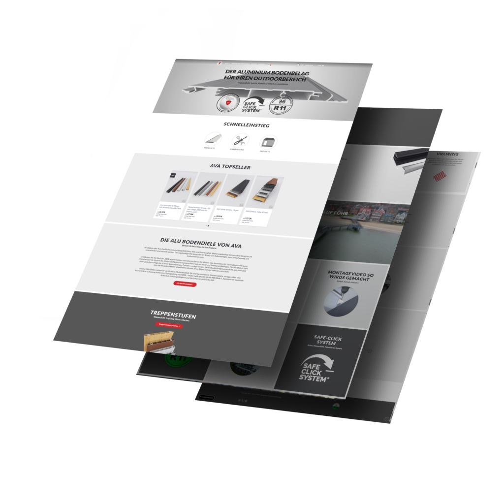 Mockup der von Benny's Grafikstudio erstellten Website für die AVA Alu und Metalltechnik Ltd. & Co. KG, entwickelt von Ihrer Webdesign Agentur in der Ortenau.