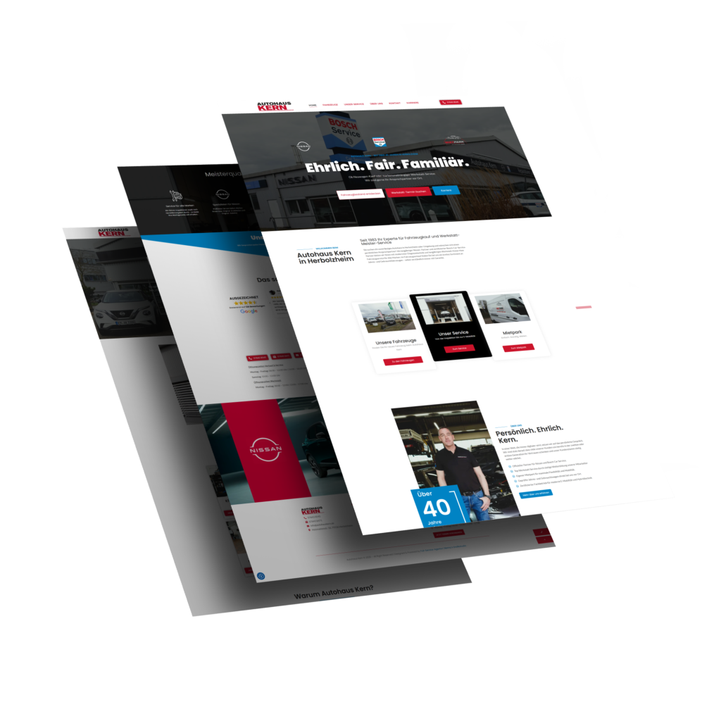 Mockup der von Benny's Grafikstudio erstellten Website für Autohaus Kern, entwickelt von Ihrer Webdesign Agentur in der Ortenau.