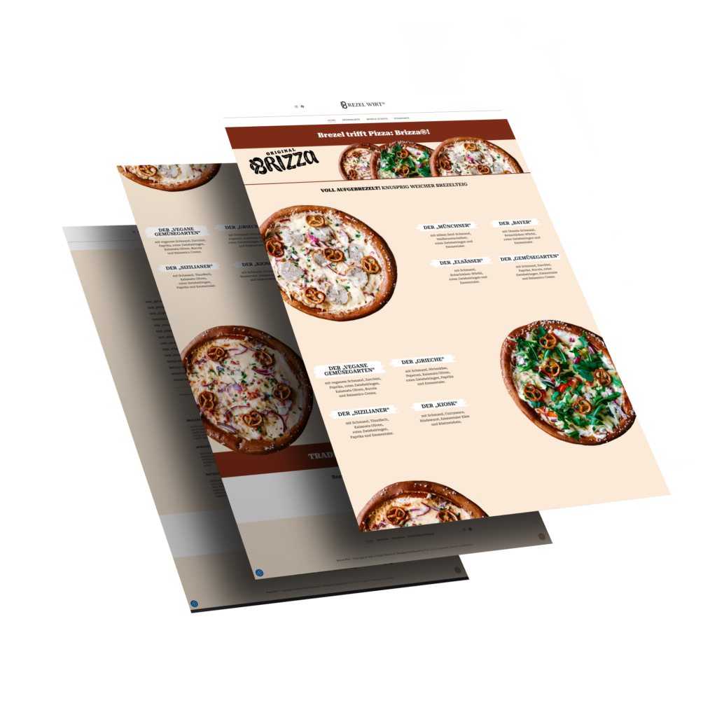 Mockup der von Benny's Grafikstudio erstellten Website für Brezel Wirt, entwickelt von Ihrer Webdesign Agentur in der Ortenau.