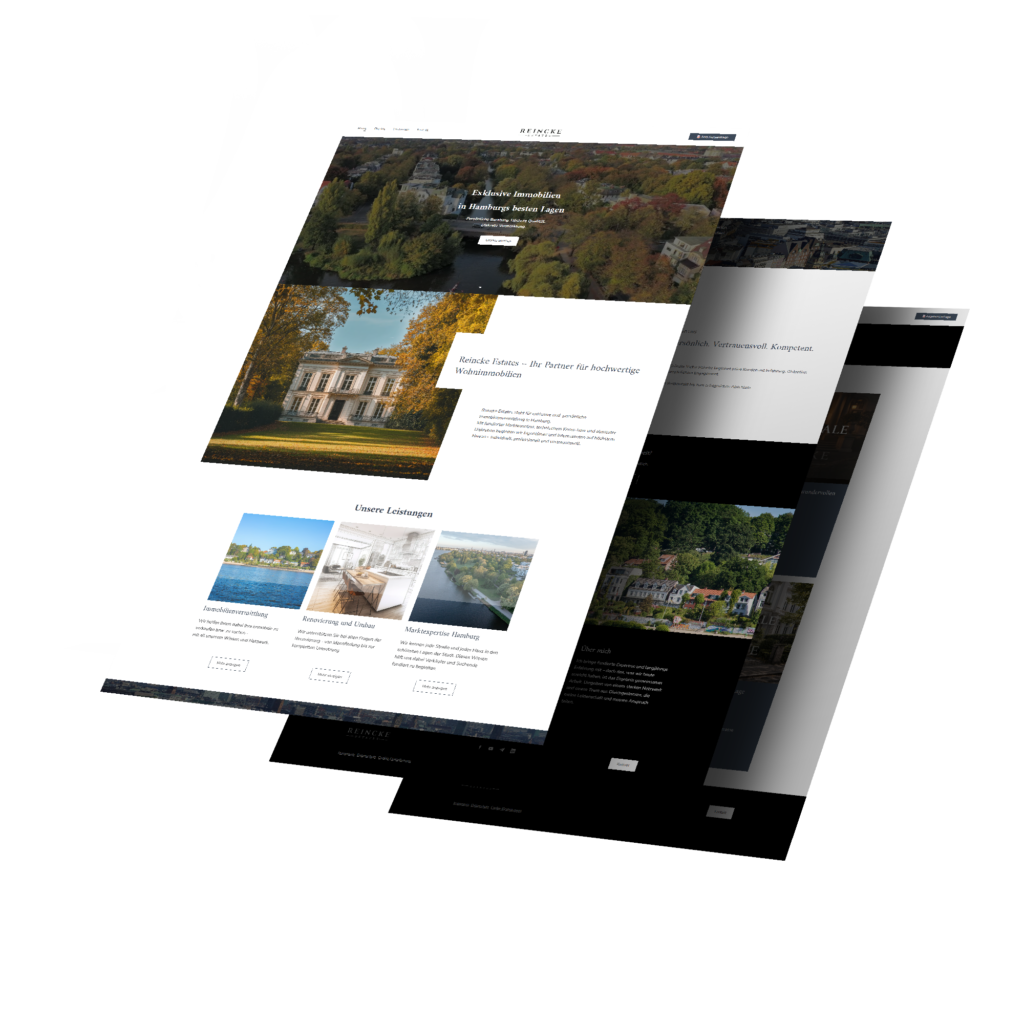 Mockup der von Benny's Grafikstudio erstellten Website für Reincke Estates, entwickelt von Ihrer Webdesign Agentur in der Ortenau.
