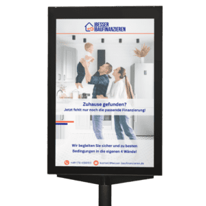 Mockup einer Werbeanzeige für Besser Baufinanzieren, gestaltet von Benny's Grafikstudio, Ihrer Grafikdesign Agentur in der Ortenau.