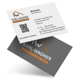 Mockup des von Benny's Grafikstudio erstellten Visitenkarte für Karl Wagner Dienstleistungen, entwickelt von Ihrer Grafikdesign Agentur in der Ortenau.