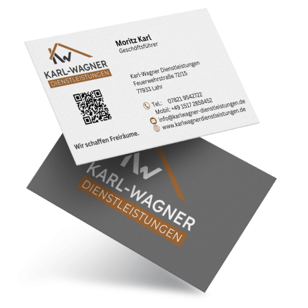 Mockup des von Benny's Grafikstudio erstellten Visitenkarte für Karl Wagner Dienstleistungen, entwickelt von Ihrer Grafikdesign Agentur in der Ortenau.